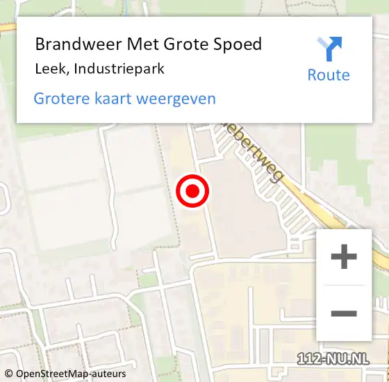 Locatie op kaart van de 112 melding: Brandweer Met Grote Spoed Naar Leek, Industriepark op 21 oktober 2022 09:21