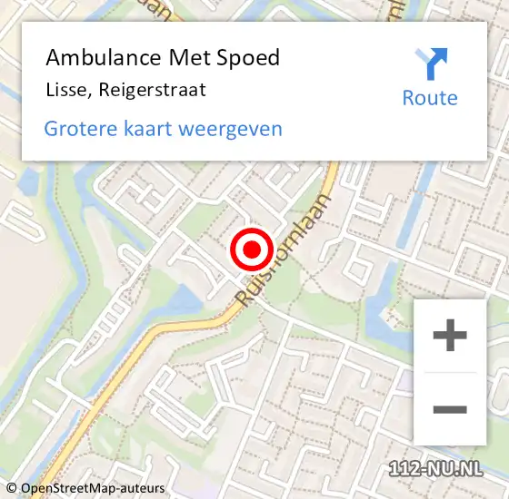 Locatie op kaart van de 112 melding: Ambulance Met Spoed Naar Lisse, Reigerstraat op 21 oktober 2022 09:39