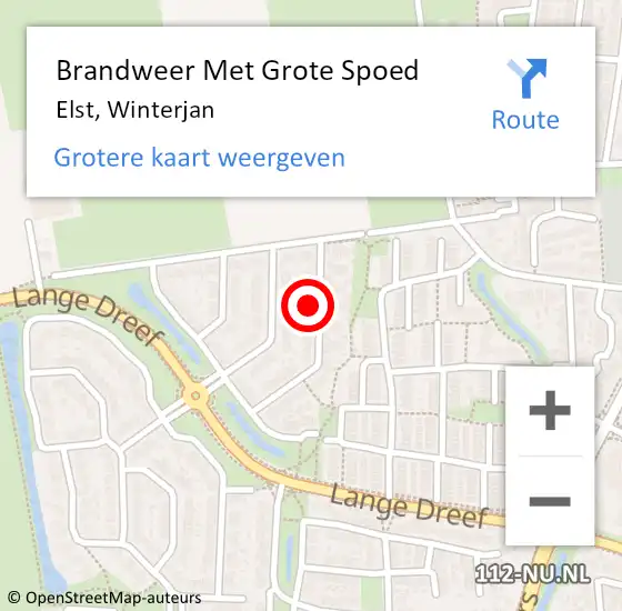 Locatie op kaart van de 112 melding: Brandweer Met Grote Spoed Naar Elst, Winterjan op 21 oktober 2022 09:41