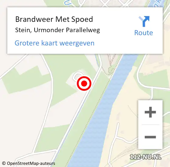 Locatie op kaart van de 112 melding: Brandweer Met Spoed Naar Stein, Urmonder Parallelweg op 21 oktober 2022 10:12