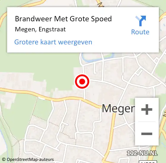 Locatie op kaart van de 112 melding: Brandweer Met Grote Spoed Naar Megen, Engstraat op 21 oktober 2022 10:12