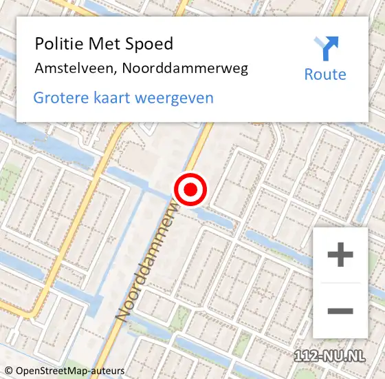 Locatie op kaart van de 112 melding: Politie Met Spoed Naar Amstelveen, Noorddammerweg op 21 oktober 2022 10:13