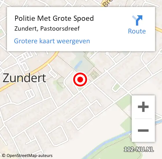 Locatie op kaart van de 112 melding: Politie Met Grote Spoed Naar Zundert, Pastoorsdreef op 21 oktober 2022 10:16