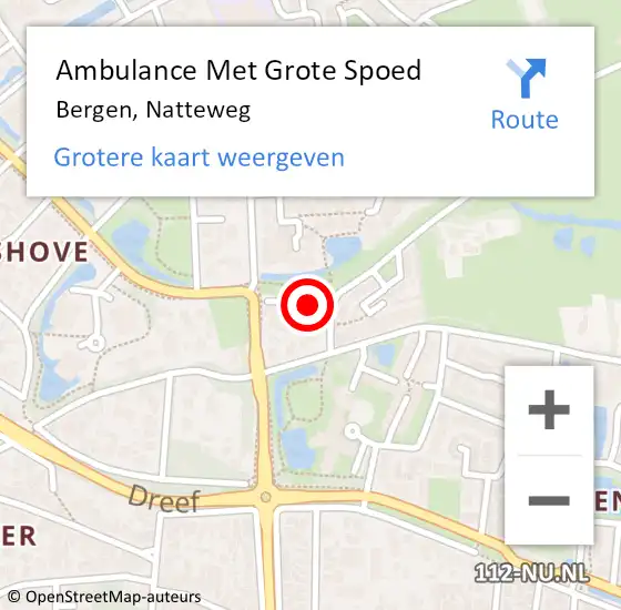 Locatie op kaart van de 112 melding: Ambulance Met Grote Spoed Naar Bergen, Natteweg op 21 oktober 2022 10:19