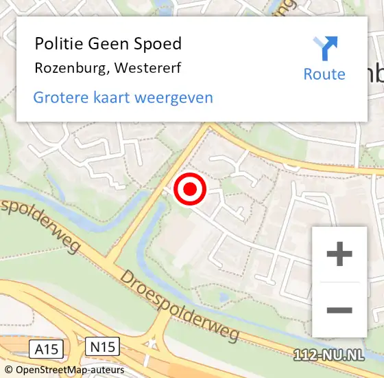 Locatie op kaart van de 112 melding: Politie Geen Spoed Naar Rozenburg, Westererf op 21 oktober 2022 10:22