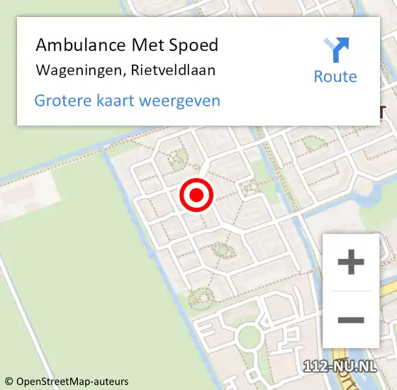 Locatie op kaart van de 112 melding: Ambulance Met Spoed Naar Wageningen, Rietveldlaan op 21 oktober 2022 10:51