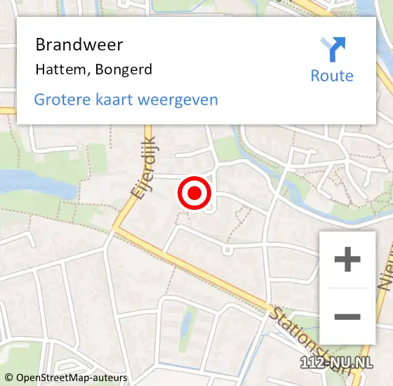 Locatie op kaart van de 112 melding: Brandweer Hattem, Bongerd op 21 oktober 2022 10:59