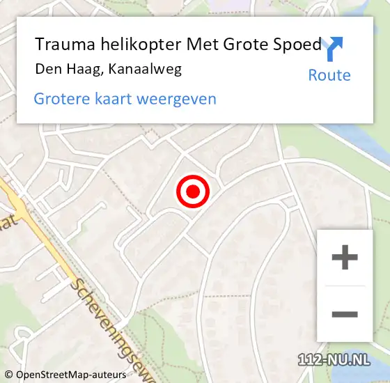 Locatie op kaart van de 112 melding: Trauma helikopter Met Grote Spoed Naar Den Haag, Kanaalweg op 21 oktober 2022 11:29