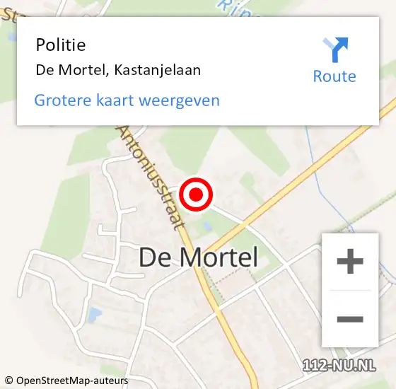 Locatie op kaart van de 112 melding: Politie De Mortel, Kastanjelaan op 21 oktober 2022 11:32