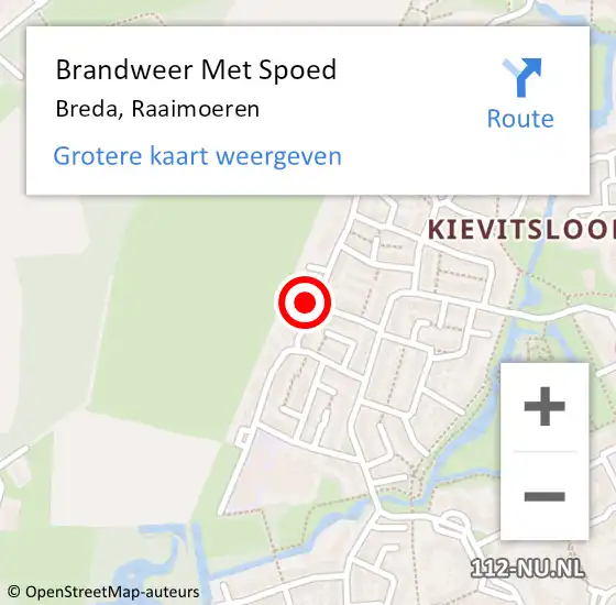 Locatie op kaart van de 112 melding: Brandweer Met Spoed Naar Breda, Raaimoeren op 21 oktober 2022 11:36