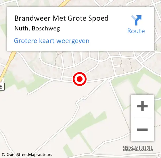 Locatie op kaart van de 112 melding: Brandweer Met Grote Spoed Naar Nuth, Boschweg op 21 oktober 2022 12:03