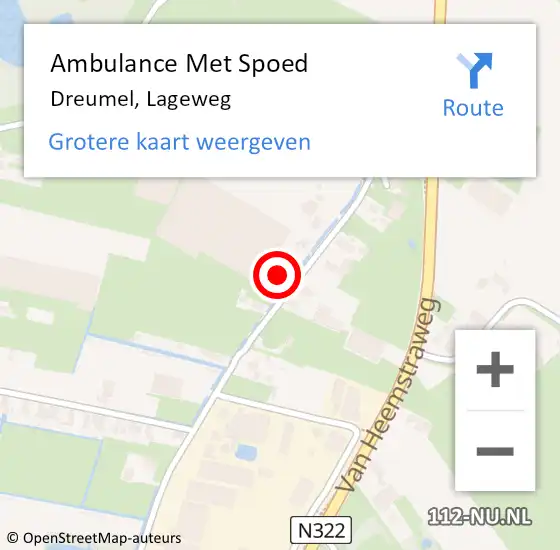 Locatie op kaart van de 112 melding: Ambulance Met Spoed Naar Dreumel, Lageweg op 21 oktober 2022 12:36