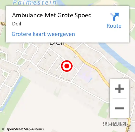 Locatie op kaart van de 112 melding: Ambulance Met Grote Spoed Naar Deil op 21 oktober 2022 12:43