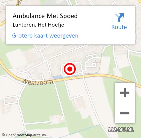 Locatie op kaart van de 112 melding: Ambulance Met Spoed Naar Lunteren, Het Hoefje op 21 oktober 2022 13:18