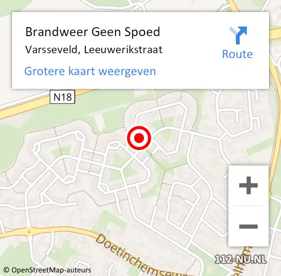 Locatie op kaart van de 112 melding: Brandweer Geen Spoed Naar Varsseveld, Leeuwerikstraat op 21 oktober 2022 13:19