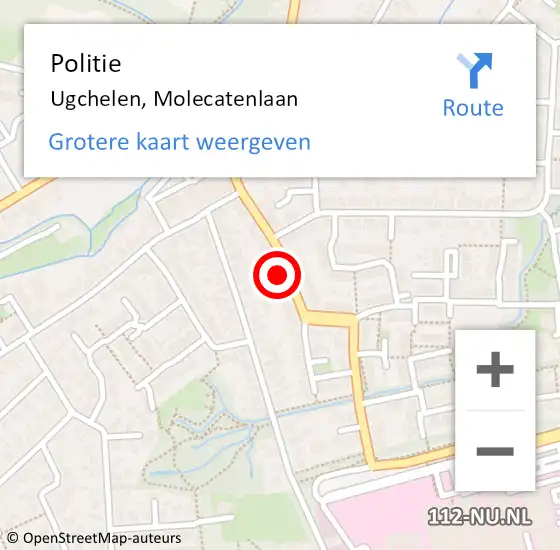 Locatie op kaart van de 112 melding: Politie Ugchelen, Molecatenlaan op 21 oktober 2022 13:26