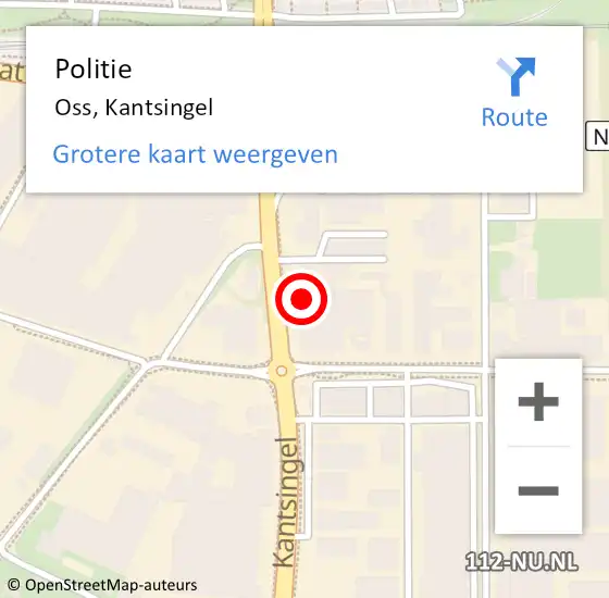 Locatie op kaart van de 112 melding: Politie Oss, Kantsingel op 21 oktober 2022 13:53