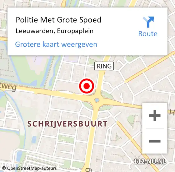 Locatie op kaart van de 112 melding: Politie Met Grote Spoed Naar Leeuwarden, Europaplein op 21 oktober 2022 14:01