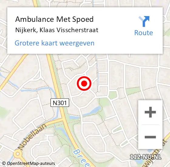 Locatie op kaart van de 112 melding: Ambulance Met Spoed Naar Nijkerk, Klaas Visscherstraat op 21 oktober 2022 14:12