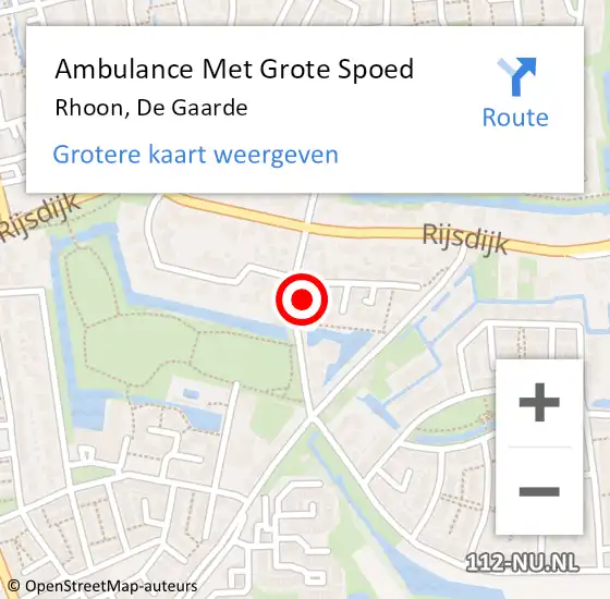 Locatie op kaart van de 112 melding: Ambulance Met Grote Spoed Naar Rhoon, De Gaarde op 21 oktober 2022 14:27