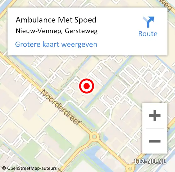 Locatie op kaart van de 112 melding: Ambulance Met Spoed Naar Nieuw-Vennep, Gersteweg op 21 oktober 2022 14:46