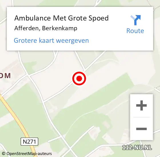 Locatie op kaart van de 112 melding: Ambulance Met Grote Spoed Naar Afferden, Berkenkamp op 21 oktober 2022 14:47