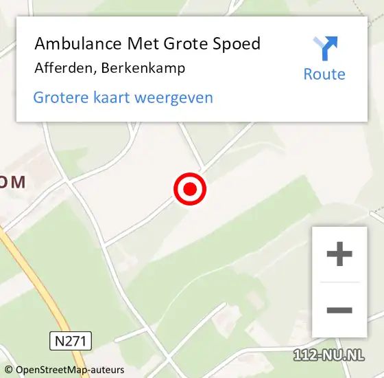 Locatie op kaart van de 112 melding: Ambulance Met Grote Spoed Naar Afferden, Berkenkamp op 21 oktober 2022 14:48