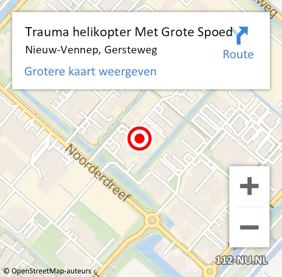 Locatie op kaart van de 112 melding: Trauma helikopter Met Grote Spoed Naar Nieuw-Vennep, Gersteweg op 21 oktober 2022 14:51