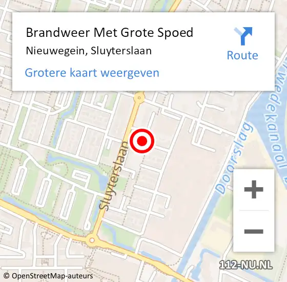 Locatie op kaart van de 112 melding: Brandweer Met Grote Spoed Naar Nieuwegein, Sluyterslaan op 21 oktober 2022 14:54