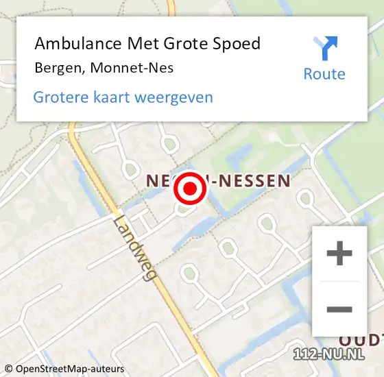 Locatie op kaart van de 112 melding: Ambulance Met Grote Spoed Naar Bergen, Monnet-Nes op 21 oktober 2022 15:02