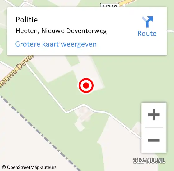 Locatie op kaart van de 112 melding: Politie Heeten, Nieuwe Deventerweg op 21 oktober 2022 15:15