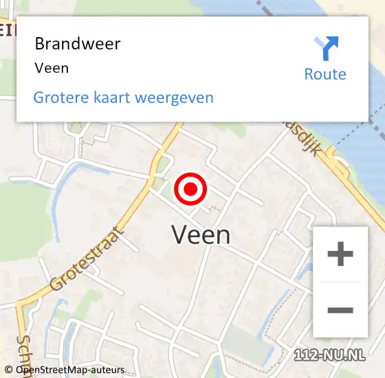 Locatie op kaart van de 112 melding: Brandweer Veen op 21 oktober 2022 15:21