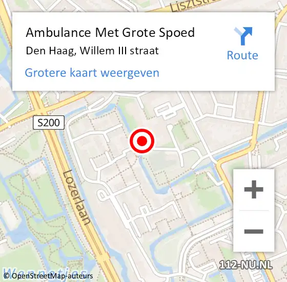 Locatie op kaart van de 112 melding: Ambulance Met Grote Spoed Naar Den Haag, Willem III straat op 21 oktober 2022 15:26