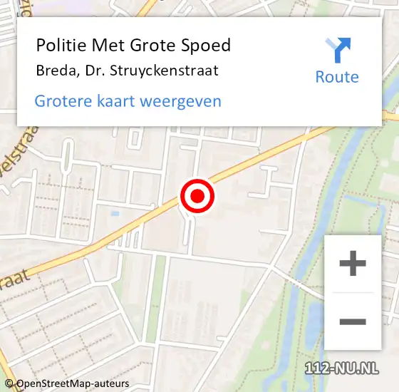 Locatie op kaart van de 112 melding: Politie Met Grote Spoed Naar Breda, Dr. Struyckenstraat op 21 oktober 2022 15:36