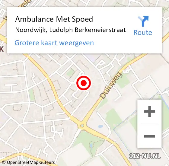 Locatie op kaart van de 112 melding: Ambulance Met Spoed Naar Noordwijk, Ludolph Berkemeierstraat op 21 oktober 2022 15:46
