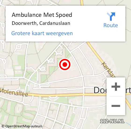 Locatie op kaart van de 112 melding: Ambulance Met Spoed Naar Doorwerth, Cardanuslaan op 21 oktober 2022 15:50