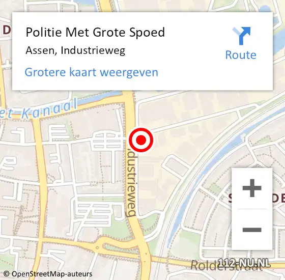 Locatie op kaart van de 112 melding: Politie Met Grote Spoed Naar Assen, Industrieweg op 21 oktober 2022 15:59