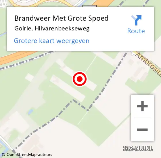 Locatie op kaart van de 112 melding: Brandweer Met Grote Spoed Naar Goirle, Hilvarenbeekseweg op 21 oktober 2022 16:19