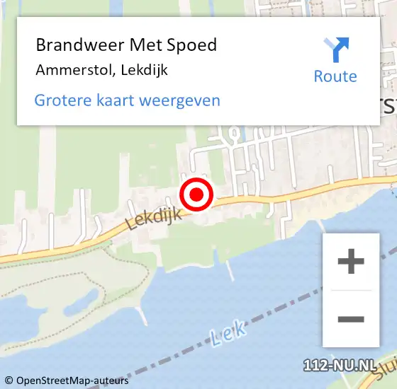 Locatie op kaart van de 112 melding: Brandweer Met Spoed Naar Ammerstol, Lekdijk op 21 oktober 2022 16:33