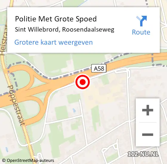 Locatie op kaart van de 112 melding: Politie Met Grote Spoed Naar Sint Willebrord, Roosendaalseweg op 21 oktober 2022 16:44