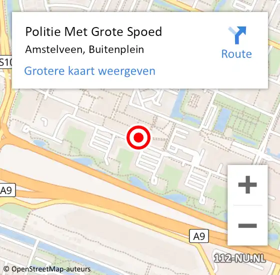 Locatie op kaart van de 112 melding: Politie Met Grote Spoed Naar Amstelveen, Buitenplein op 21 oktober 2022 16:53