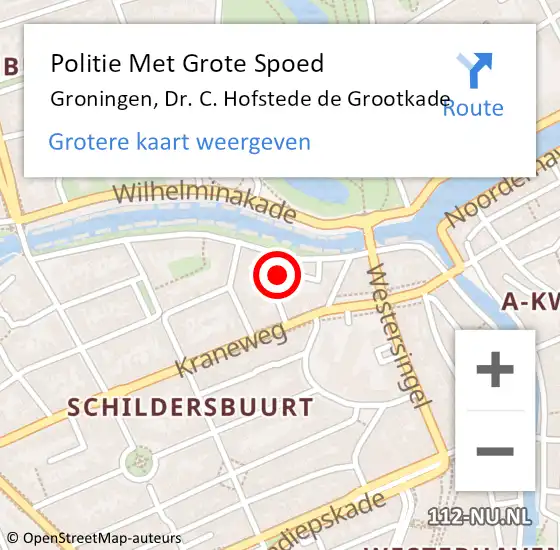 Locatie op kaart van de 112 melding: Politie Met Grote Spoed Naar Groningen, Dr. C. Hofstede de Grootkade op 21 oktober 2022 17:14