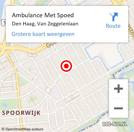 Locatie op kaart van de 112 melding: Ambulance Met Spoed Naar Den Haag, Van Zeggelenlaan op 21 oktober 2022 17:30