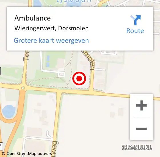 Locatie op kaart van de 112 melding: Ambulance Wieringerwerf, Dorsmolen op 21 oktober 2022 17:39