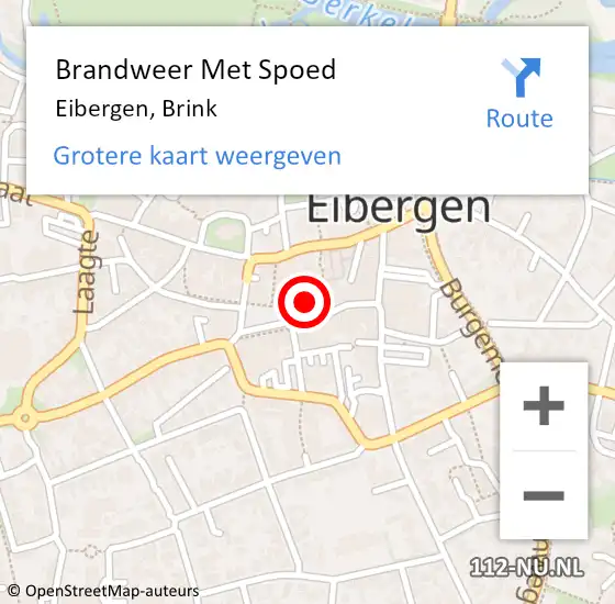 Locatie op kaart van de 112 melding: Brandweer Met Spoed Naar Eibergen, Brink op 21 oktober 2022 17:51