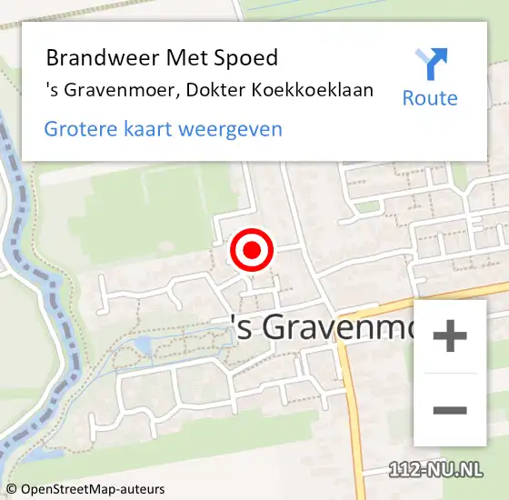 Locatie op kaart van de 112 melding: Brandweer Met Spoed Naar 's Gravenmoer, Dokter Koekkoeklaan op 21 oktober 2022 18:19