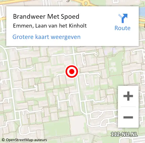 Locatie op kaart van de 112 melding: Brandweer Met Spoed Naar Emmen, Laan van het Kinholt op 21 oktober 2022 19:12