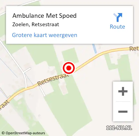 Locatie op kaart van de 112 melding: Ambulance Met Spoed Naar Zoelen, Retsestraat op 21 oktober 2022 19:14