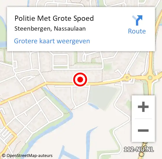 Locatie op kaart van de 112 melding: Politie Met Grote Spoed Naar Steenbergen, Nassaulaan op 21 oktober 2022 19:22