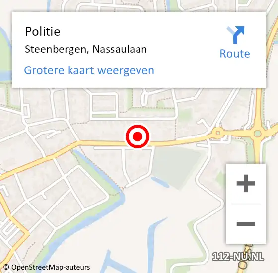 Locatie op kaart van de 112 melding: Politie Steenbergen, Nassaulaan op 21 oktober 2022 19:22